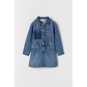 Zara Girls Kids | Size 9 Contrasting Denim Jean Button Down Retro Dress